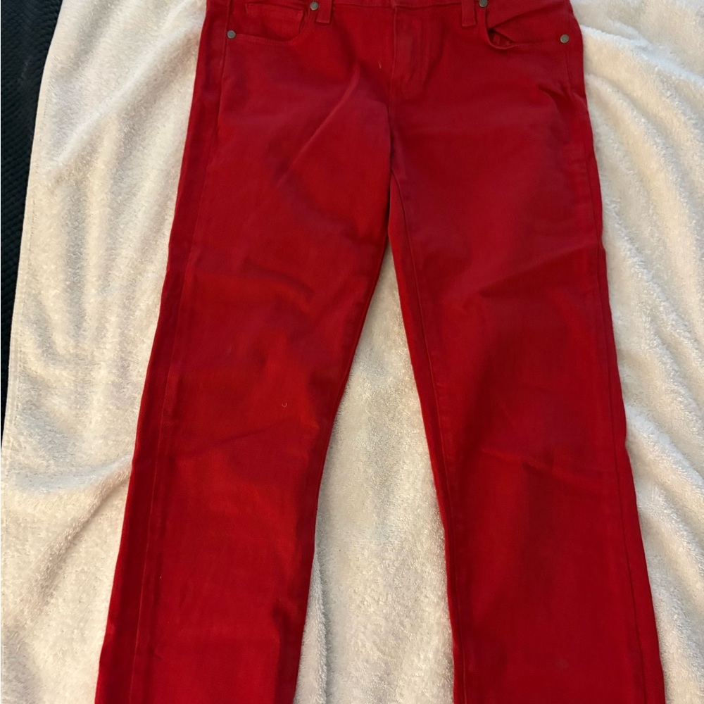 PAIGE Vibrant Red Denim Pants